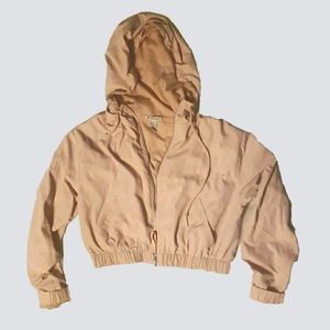 Pink Cropped Women's Windbreaker Jacket Size M